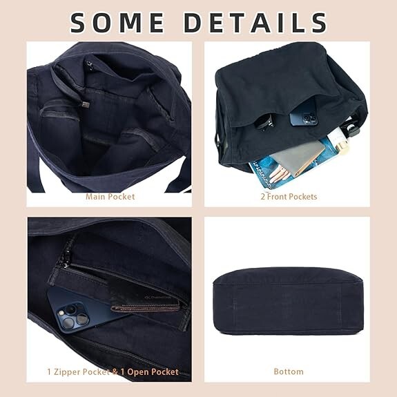 Canvas Hobo Crossbody Shoulder Tote Bag for Women and Men Large Messenger Bag