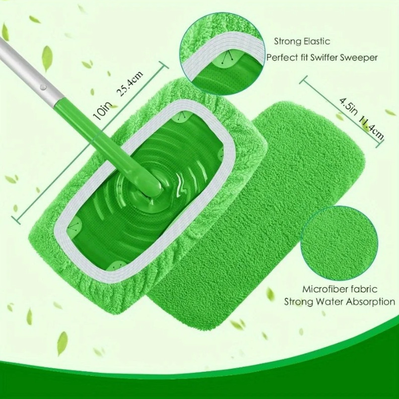 4pcs Reusable Mop Pads Ultra-Fine Fiber High Absorption Cleaning Pads – NEW