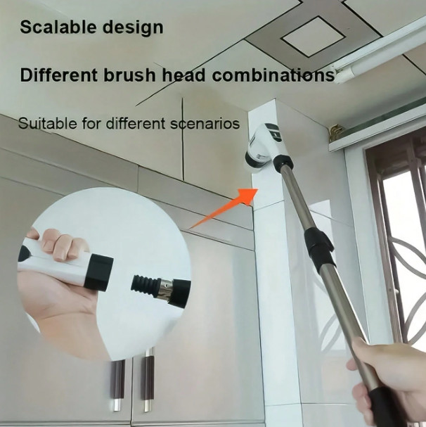 9-in-1 Power Cleaning Brush Set Adjustable Handle USB-C for Tubs, Tiles & Sinks