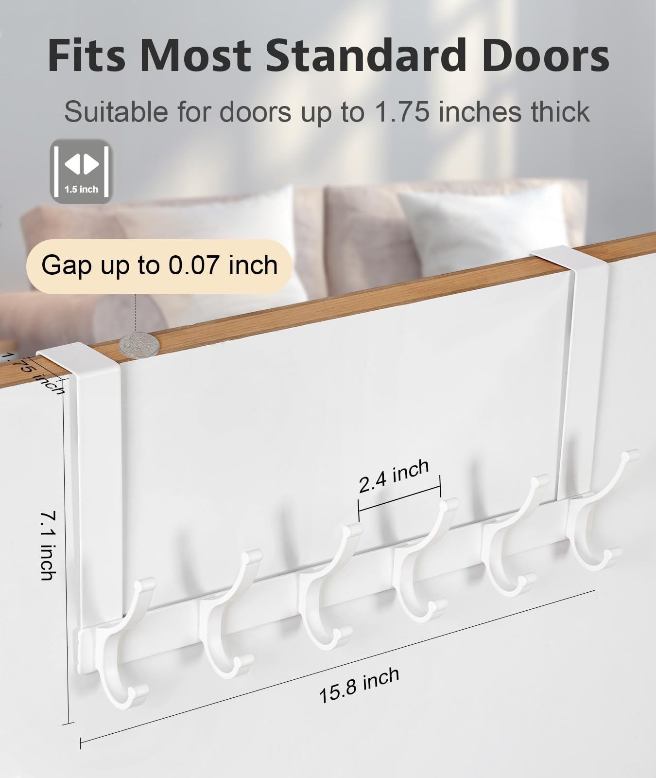 Optish Over The Door Hooks, Hanger Hooks for Hanging, 1 Pack, White