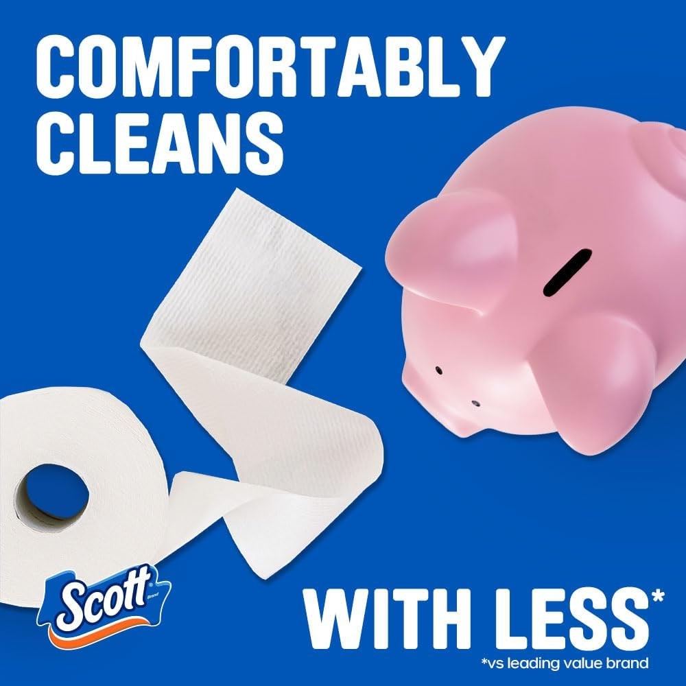 Scott ComfortPlus Toilet Paper, 12 Triple Rolls, 231 Sheets per Roll, Septic-Saf