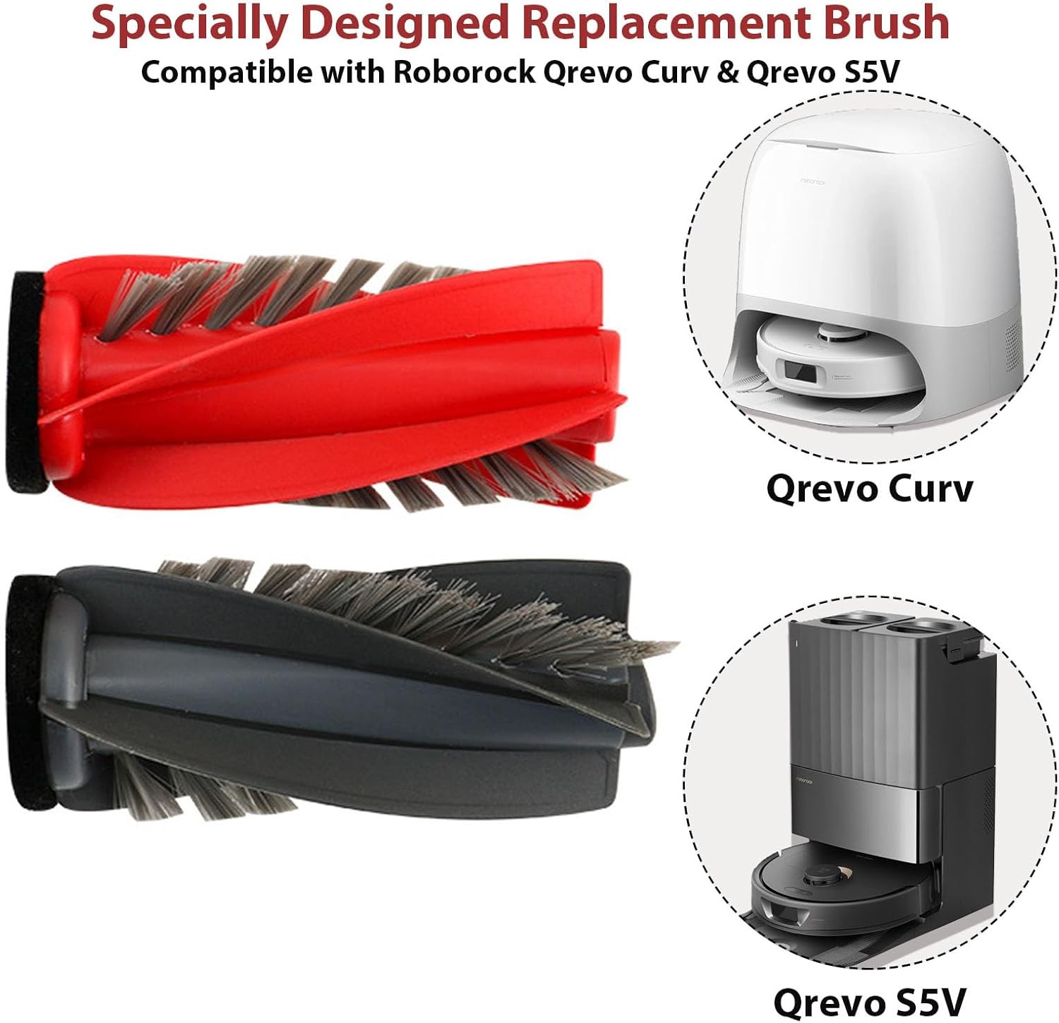4Set Main Rollers Replacement for Roborock Qrevo S5V Saros 10R Robot Vacuum