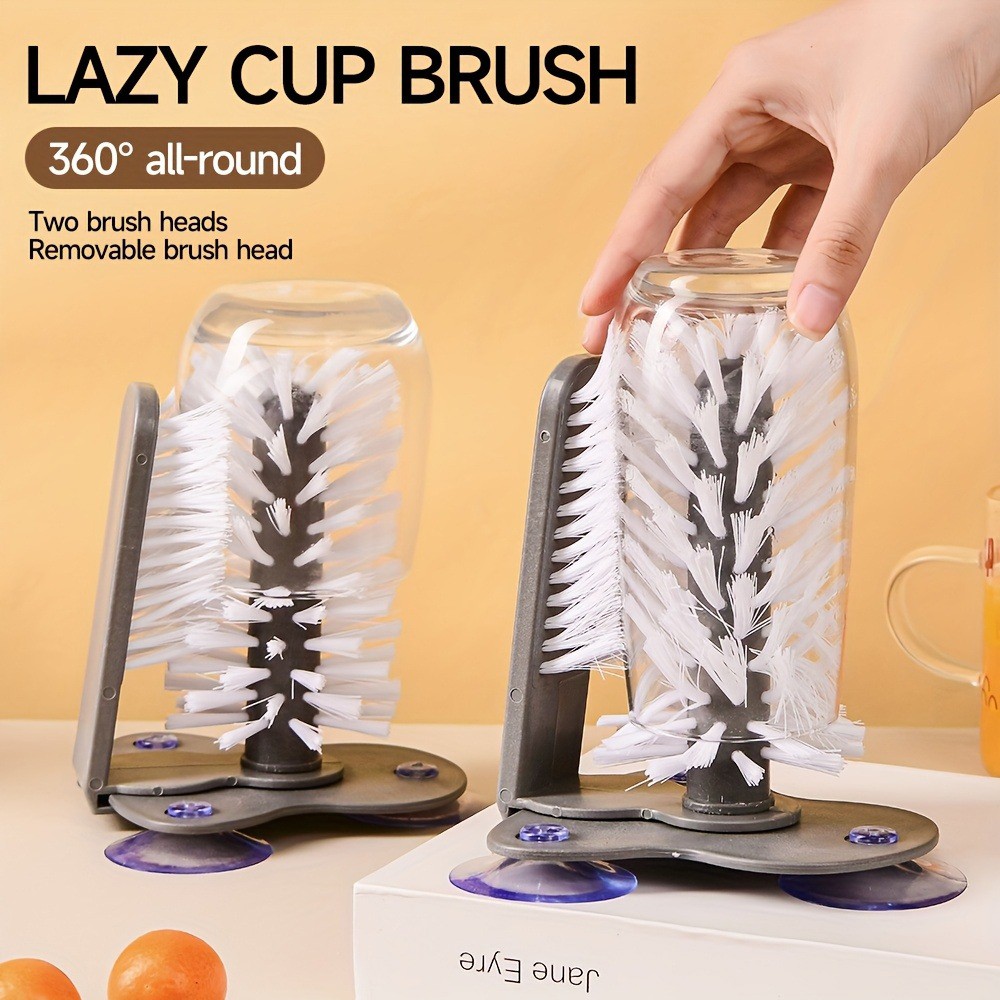 1pc Cup Scrubber Glass Cleaner Bottles Brush Sink Kitchen Accessories 2In1 Drink