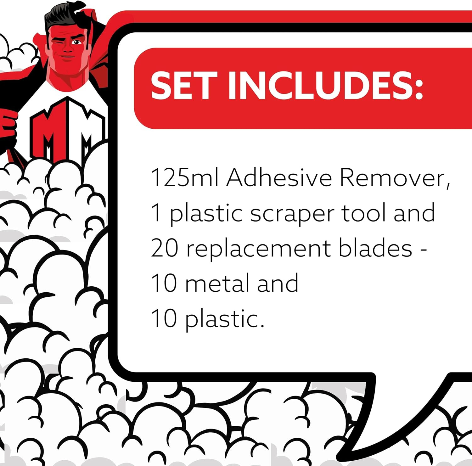 Adhesive Remover Kit – 125ml Adhesive Remover and Multi-Surface Plastic Scraper