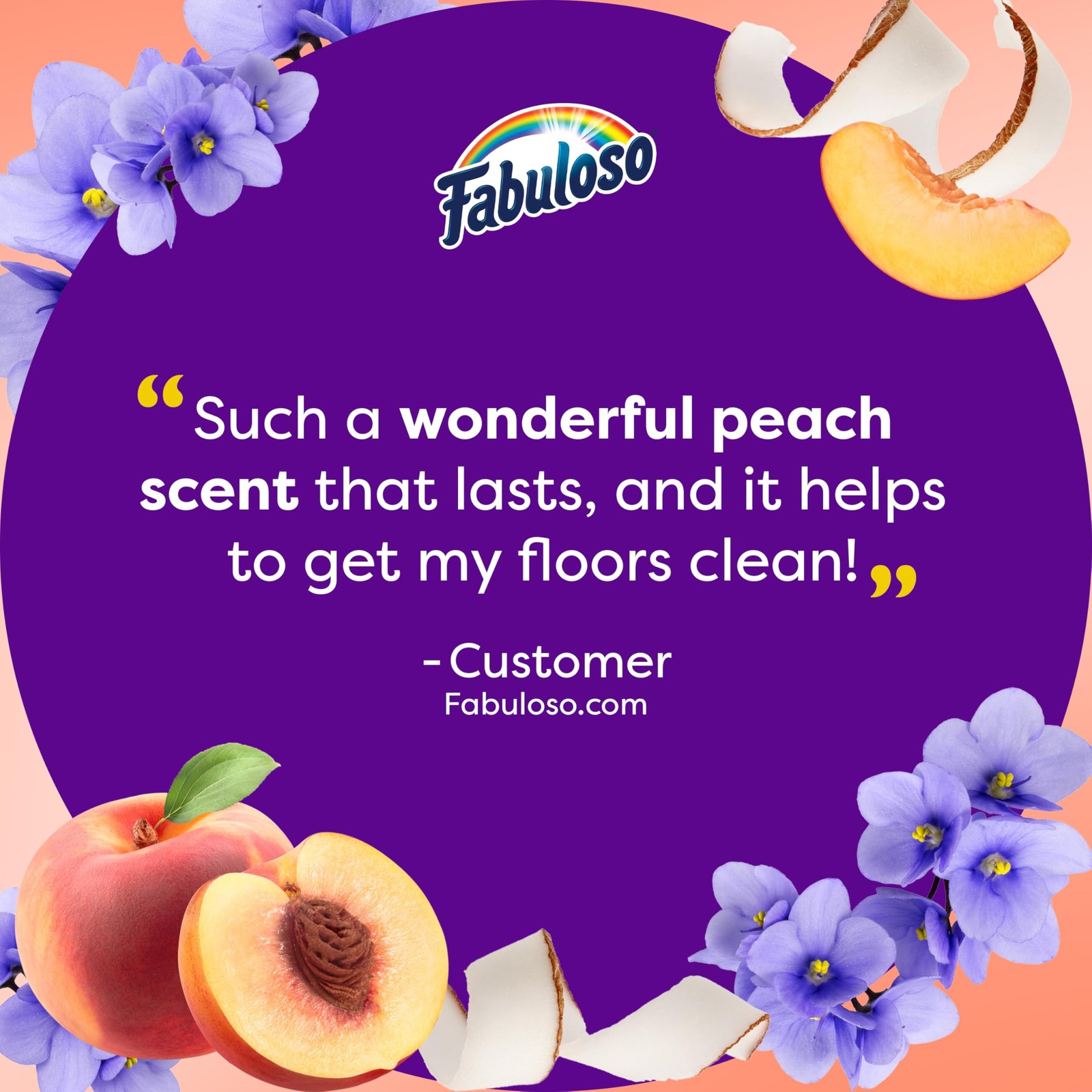 Fabuloso 2X Multi-Purpose No Rinse Floor Cleaner Liquid Peach Scent 56oz