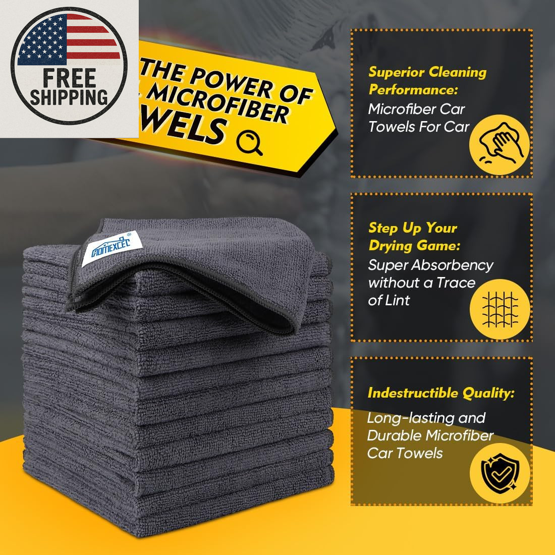 Microfiber Cleaning Cloth 12 Pack, 12.5 X 12.5 Inch Microfiber Towels for Cars,