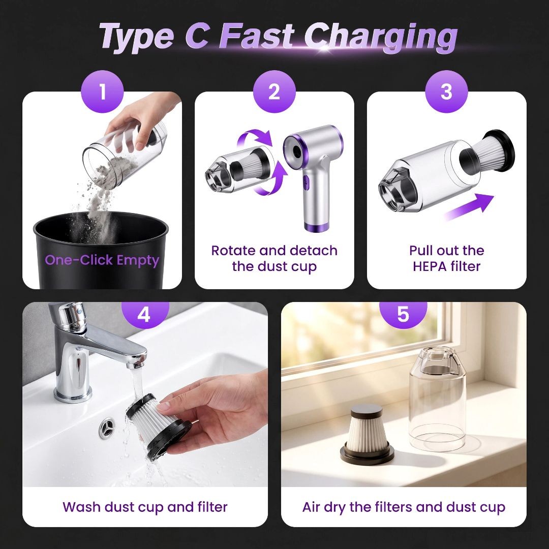 Mini PC Keyboard Vacuum, Cordless Vacuum Cleaner， USB Rechargeable, Blow&Suction