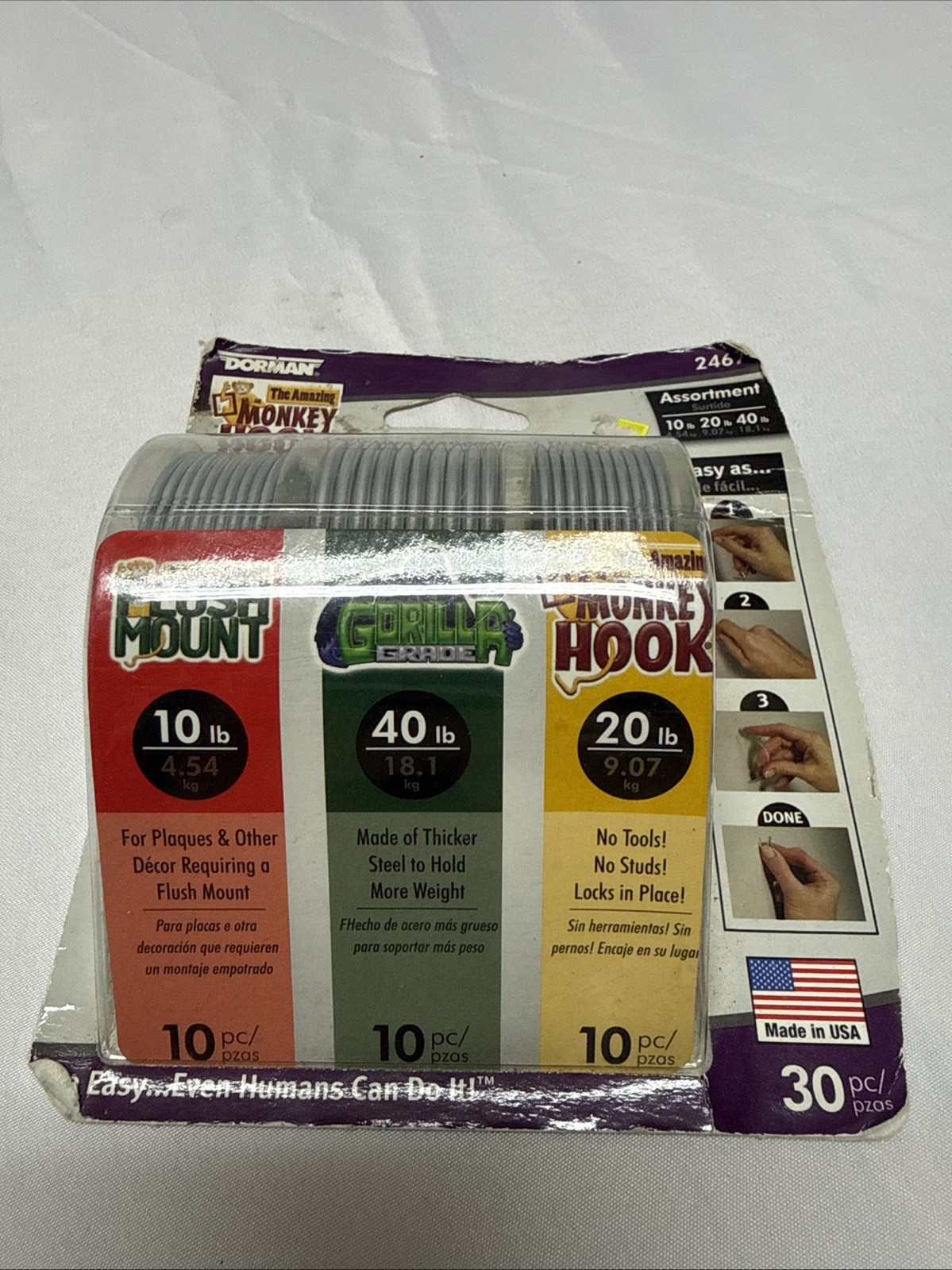 Monkey Hooks Picture Hangers Home,Office Pack, Gorilla Hook, Drywall Hook 30 PCS