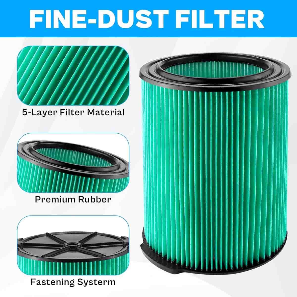 VF6000 Filter Replace For Ridgid Wet Dry Vac Vacuum 5-20 Gallon 1620RV 1610RV