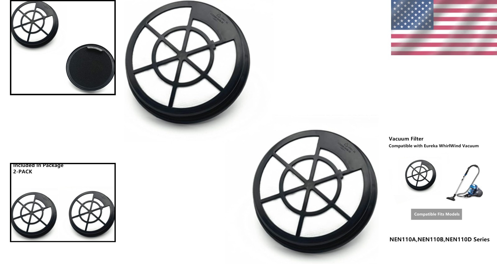 Eureka WhirlWind Vacuum Filter 2-Pack – Sustainable Foam, Fits Nen110 Models