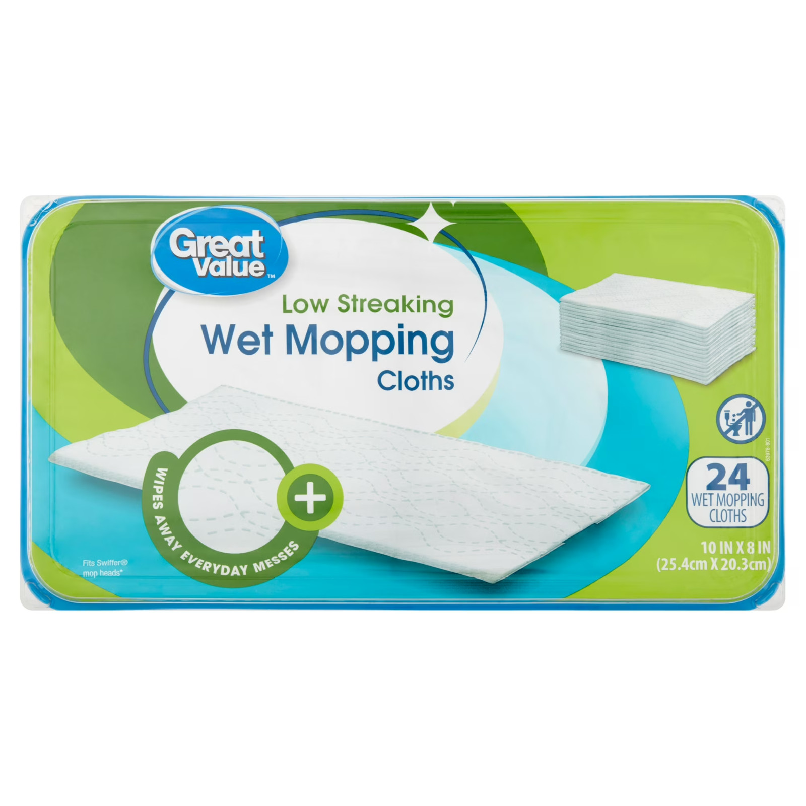 (6 pack) Great Value Low Streaking Wet Mopping Cloths, 24 Count