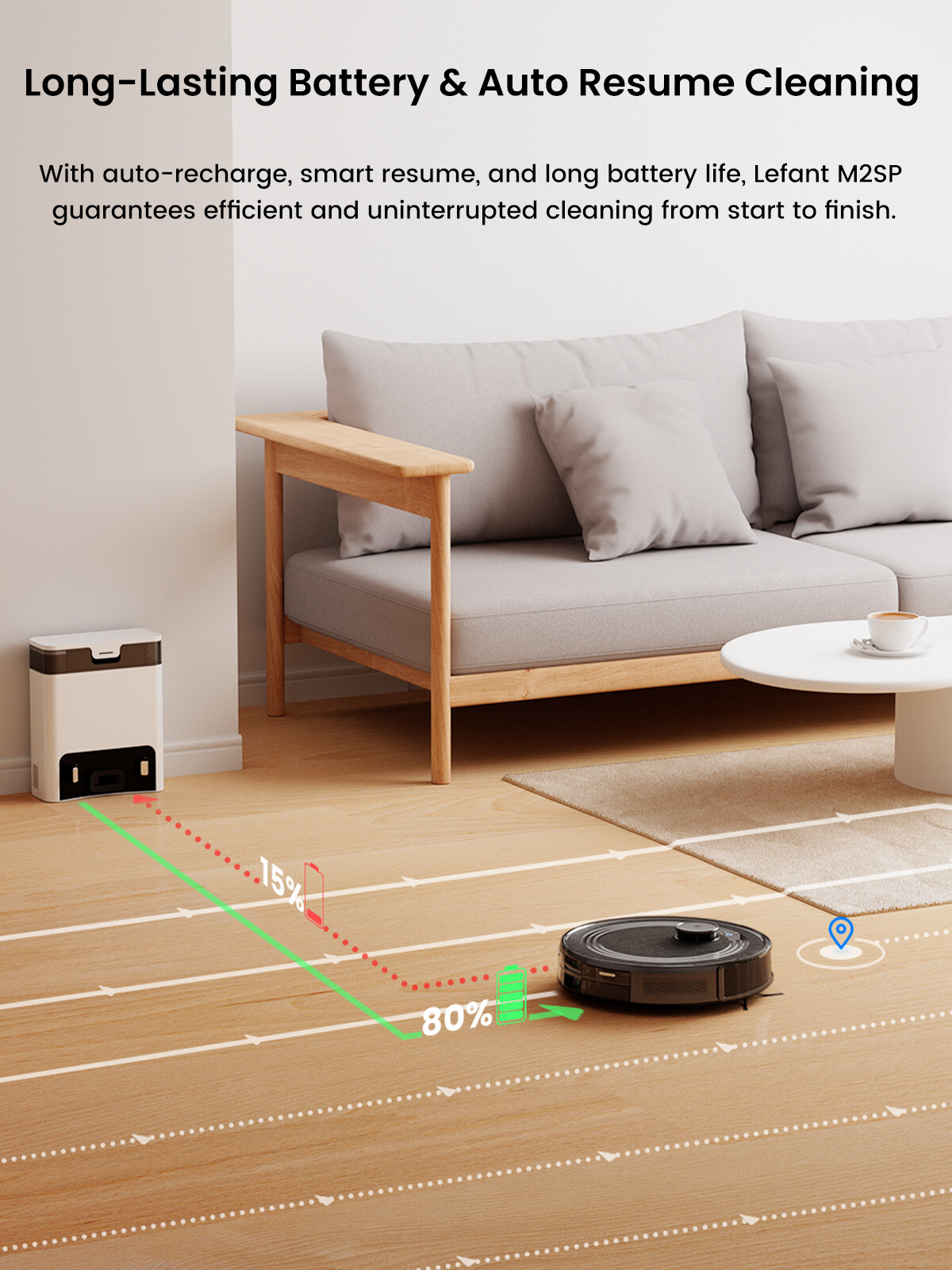 Lefant M2S Pro 7000Pa Robot Vacuum Cleaner Self-Emptying 2.4G/5G Smart Sweeper