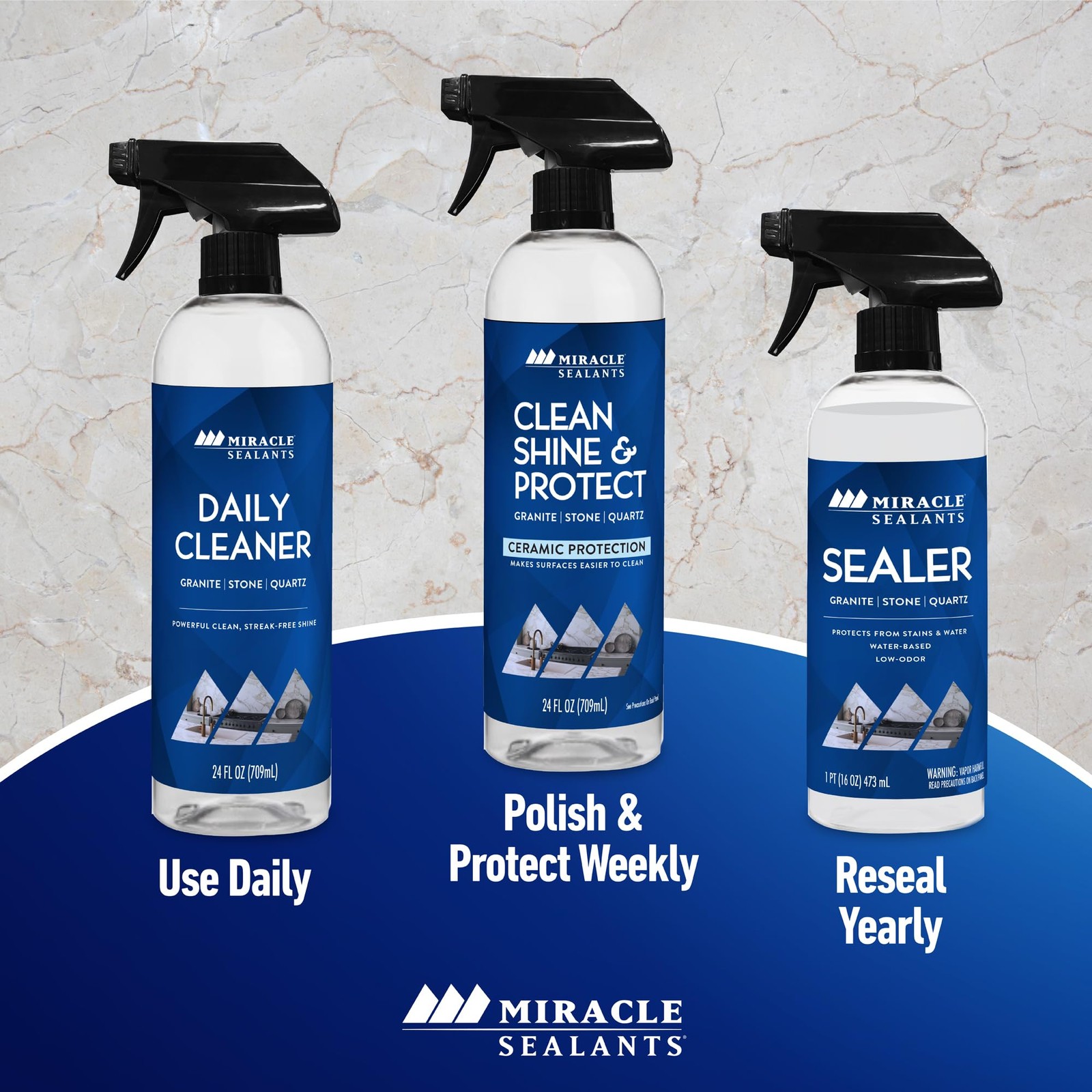 Clean Shine & Protect Spray for Granite, Stone, Quartz, Shine & Protect, 24 oz