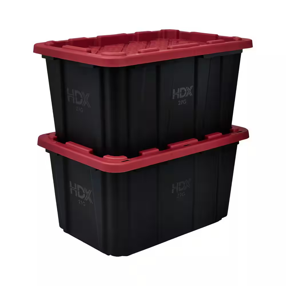27 Gal. Tough Storage Tote in Black and Red