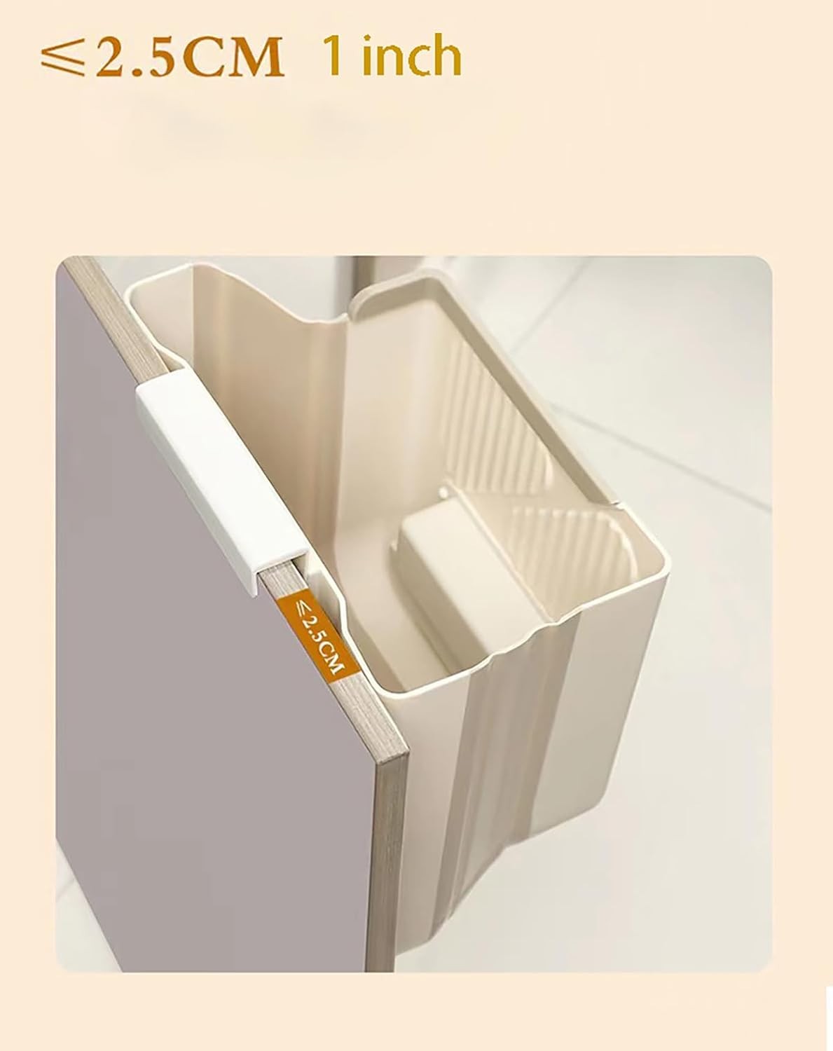 Foldable Hanging Trash Can Kitchen Bathroom Plastic Waste Bin 3.5L