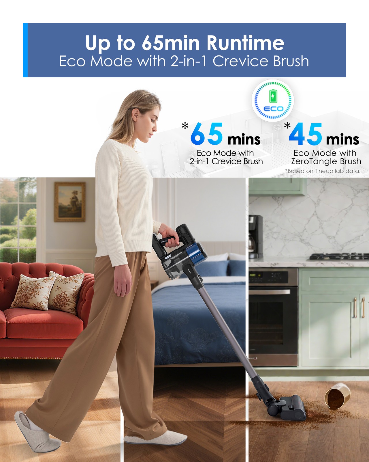Tineco Pure ONE S30 Cordless Vacuum Cleaner, 150AW Powerful Suction, Zero Tangle