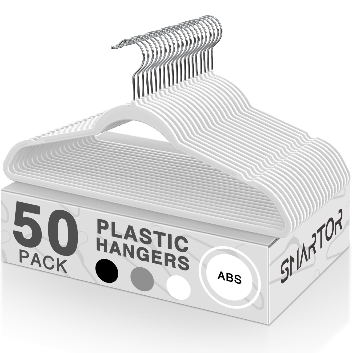 Plastic Hangers 50 Pack Thin Clothes Hangers Heavy Duty | Durable | Lightweight
