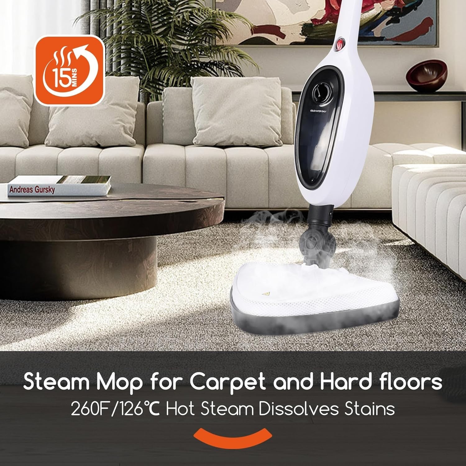 Steam Mop Floor Cleaner with Attachments Lightweight Fast Heating for Kitchen…