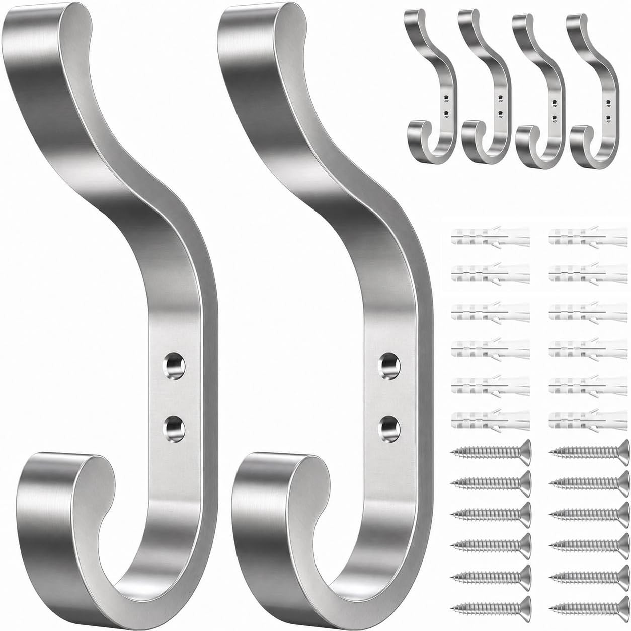 6-Pack Heavy Duty Wall Hooks – Hold 30LB for Backpacks, Towels, Coats, Keys,