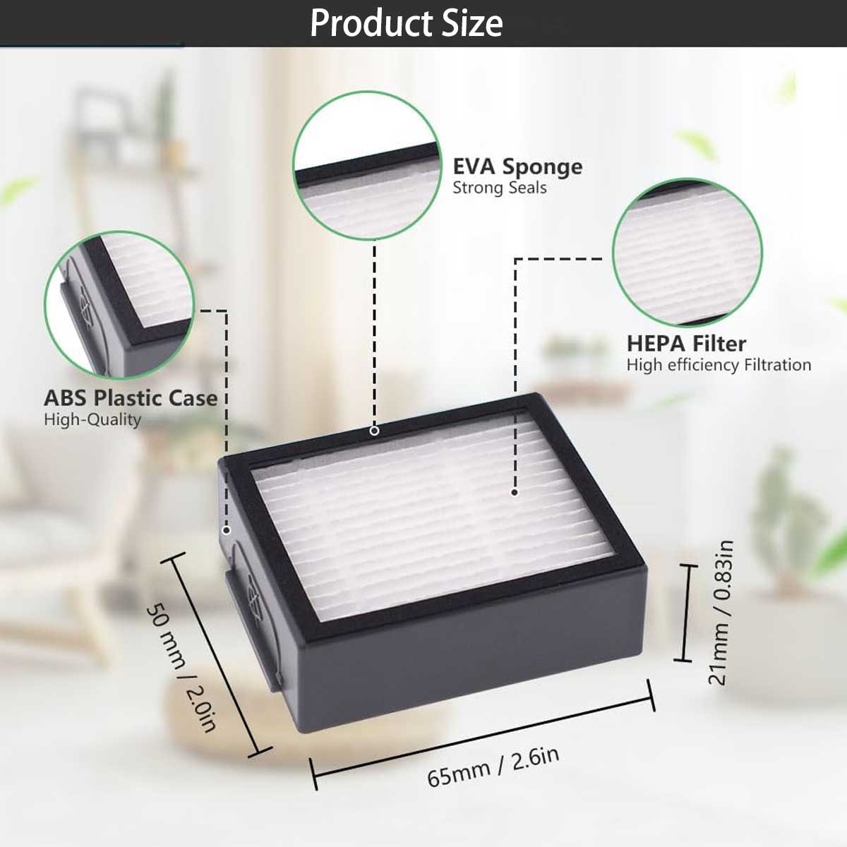 6x Replacement Filter for iRobot i3 i3 E5 E6 E7 Roomba I/E Series Sweeping Robot