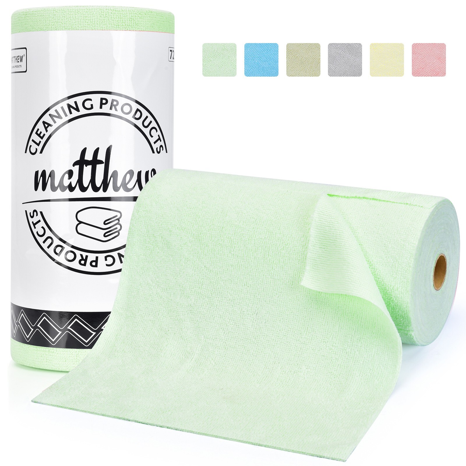 Matthew Microfiber Cleaning Cloth Roll 72Pack(12″x12″) Washable Tear Away Towels