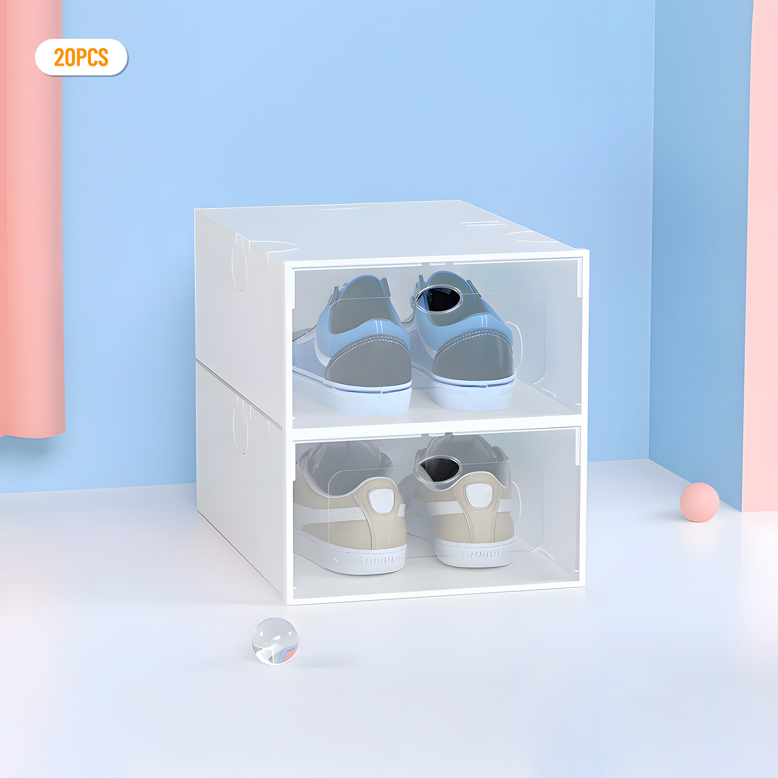 20Pcs Sneaker Display Case Organizer Stackable Shoe Storage Box Durable Plastic