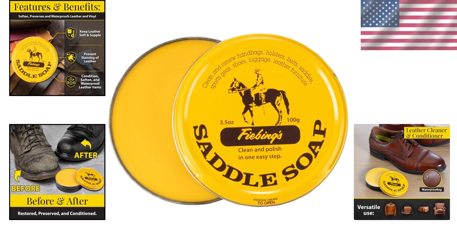 Restoring Leather Made Easy: Yellow Saddle Soap 3.5oz – Unscented and Effective