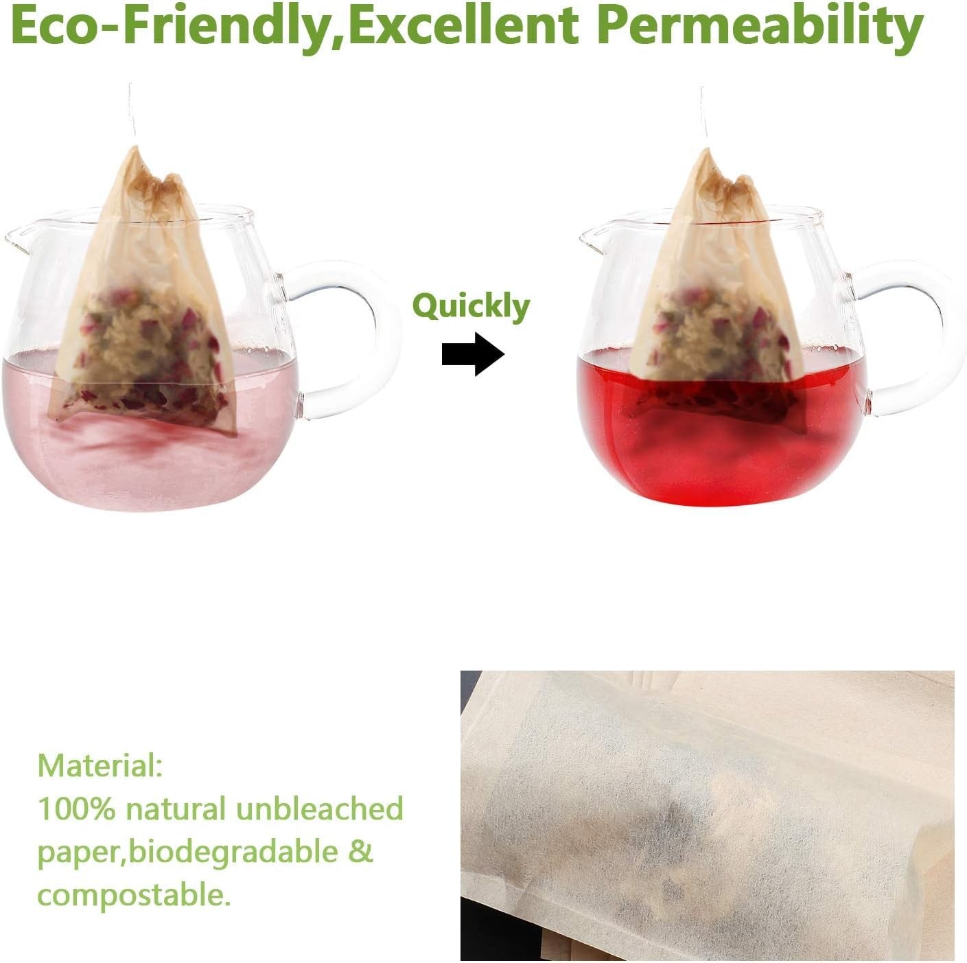 100Pcs Disposable Tea Bags for 3.54″ x 2.75″ 100pcs Wood Pulp Paper, Brown