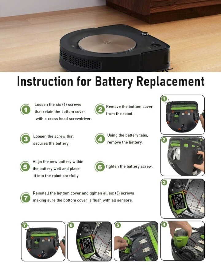 Tenfanic Replac Battery for iRobot Roomba S9 9150 + S9+ 9550 Robot Vacuum