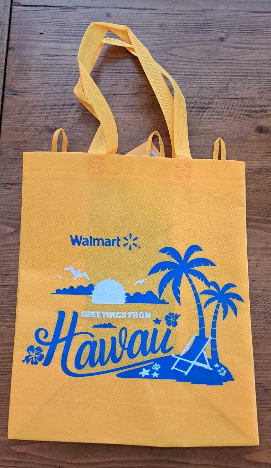 New Walmart Aloha From Hawaii Shopping Reusable Tote 2 Bag Set Blue Yellow w/Tag