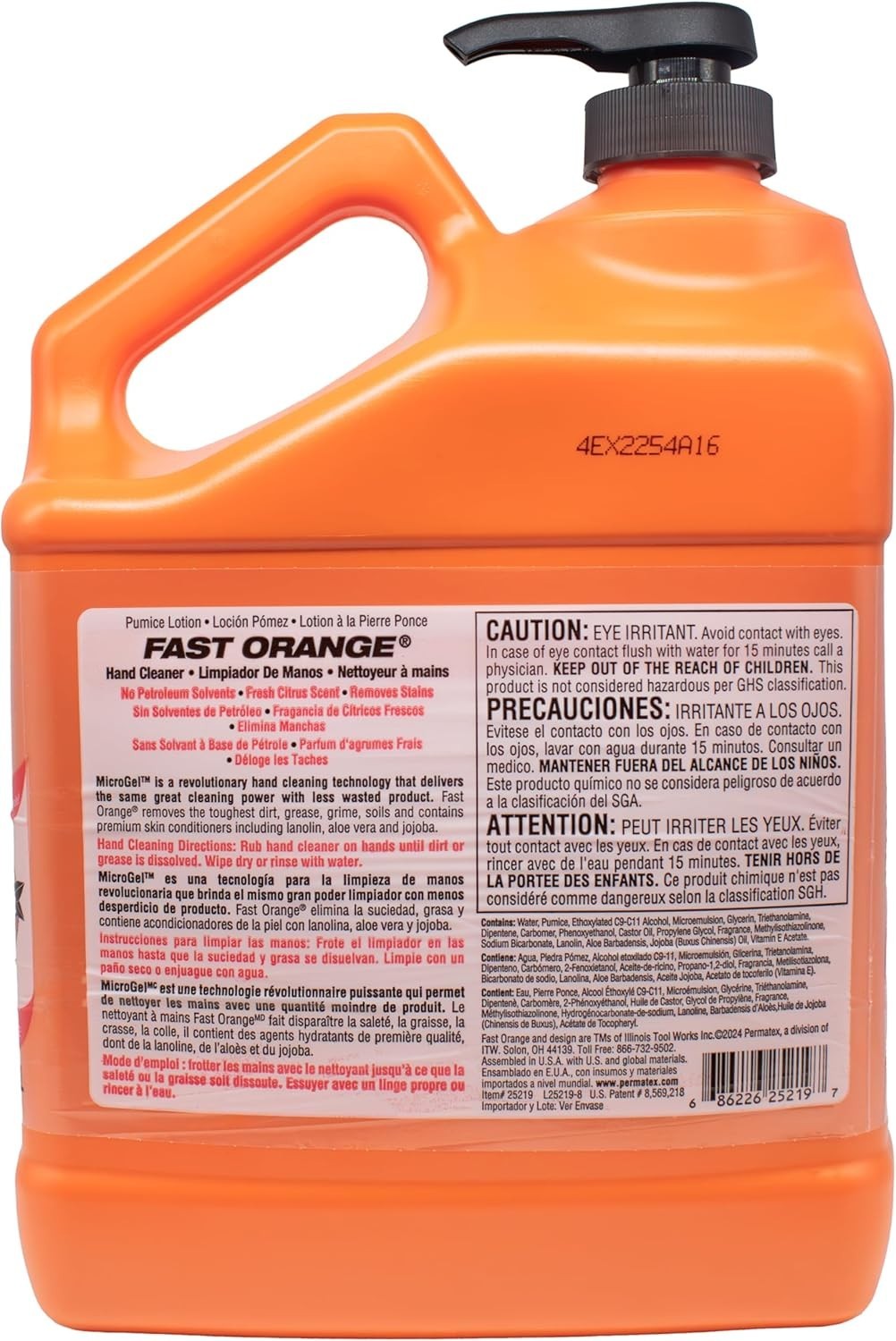Fast Orange 25219 Pumice Lotion, Heavy Duty Hand Cleaner,Natural Citrus Scent