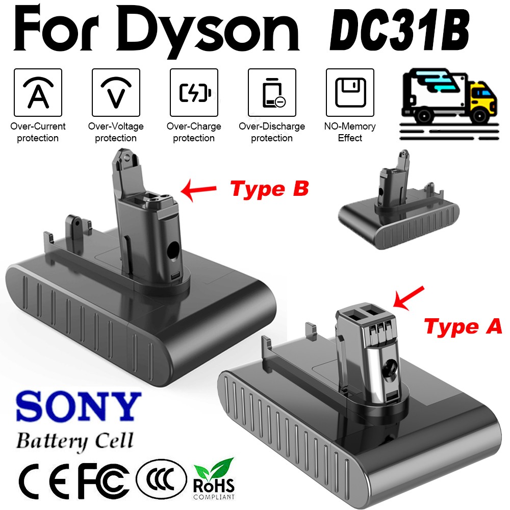 DC31 Replacement Battery For Dyson DC31 Type A/B DC34 DC35 DC44 8AH/6AH Battery