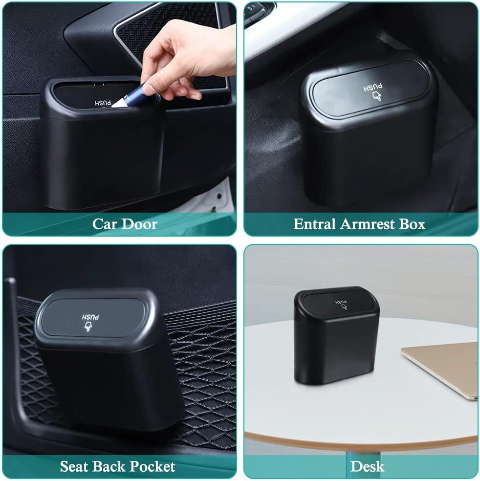 Mini Car Trash Can Bin with Lid Car Garbage Trash Can Storage Car Accessories