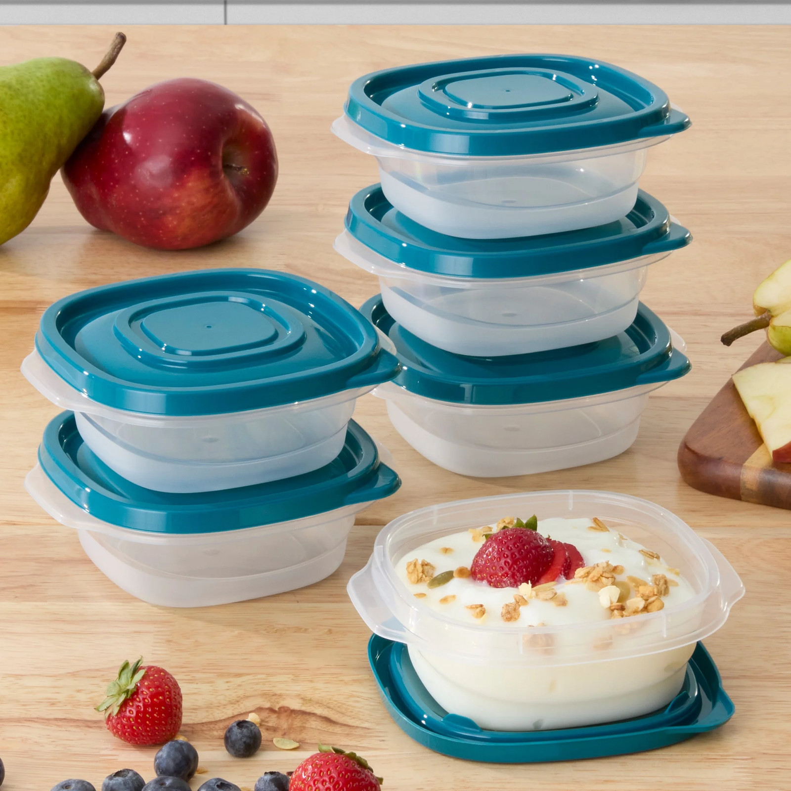 Mainstays Semi Durable Square 1.26Cup Plastic Food Storage Container 6 Pack, Bes