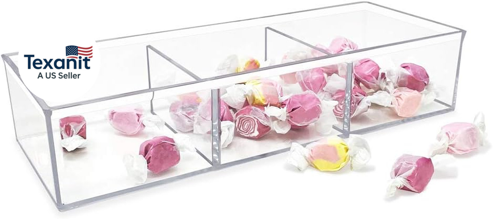 Large 3-Compartment Acrylic Stackable Organizer (12.9″ L X 5″ W X 2.7″ H), Multi