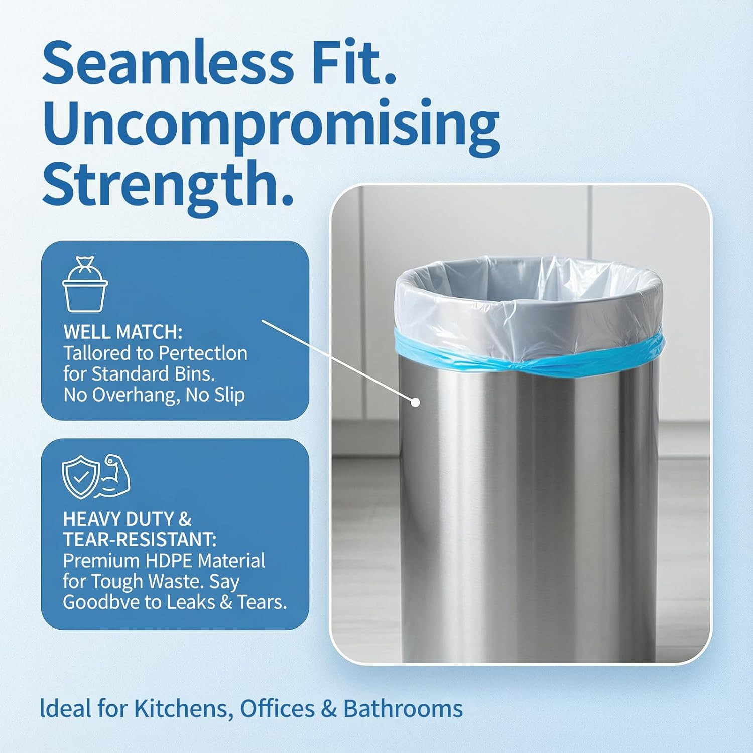 Small Trash Bags 4 Gallon Drawstring,1.1 Mil,Unscented,150 Count | Leakproof,Str