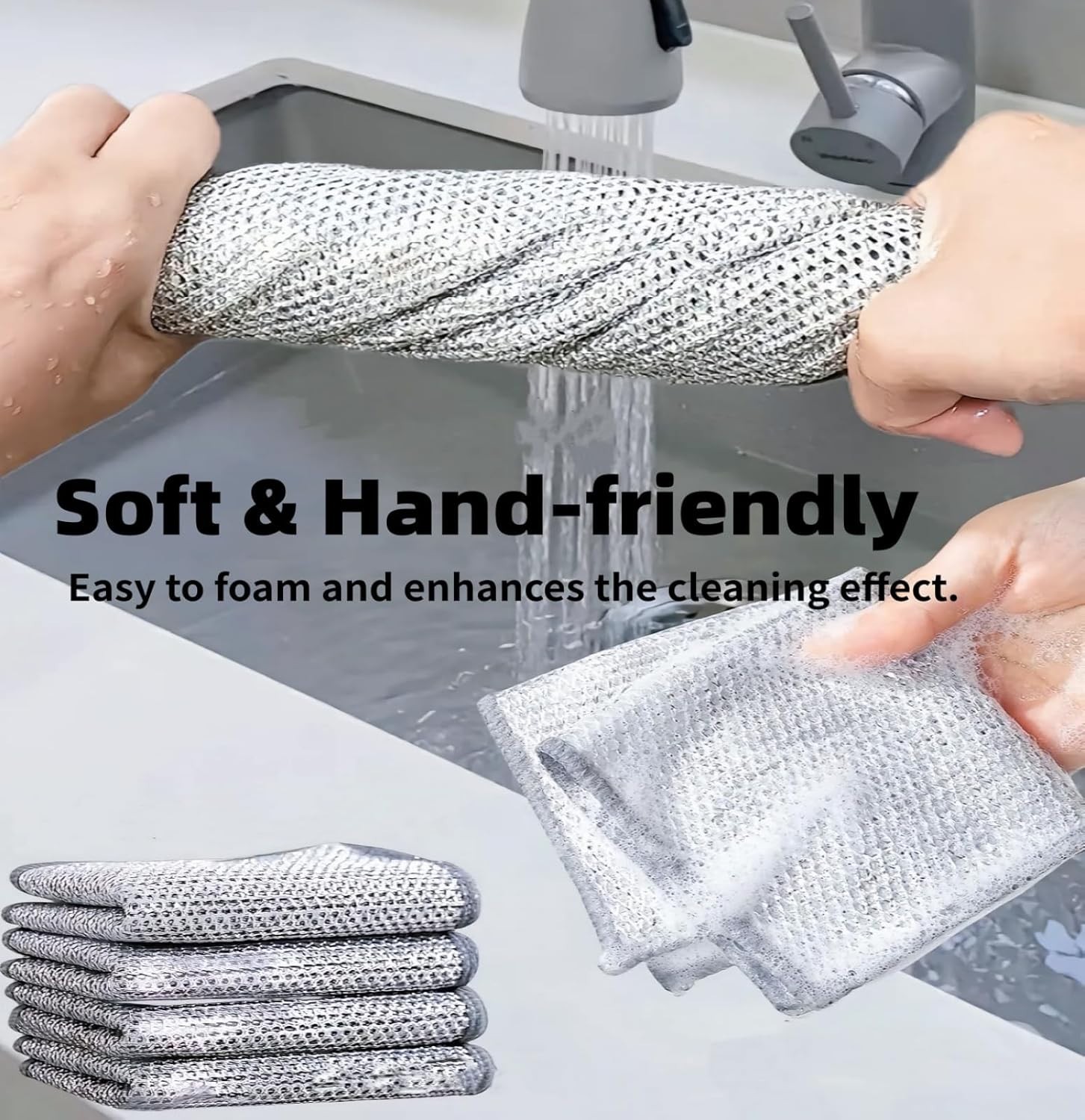 Wire Cleaning Cloths 6-Pack Non-Scratch Miracle Silver Microfiber Kitchen Scrub