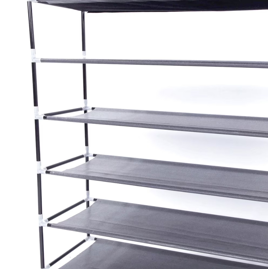 50 Pairs 10 Tier Shoe Rack Organizer Space Saving Shoe Tower Storage Gray Stack