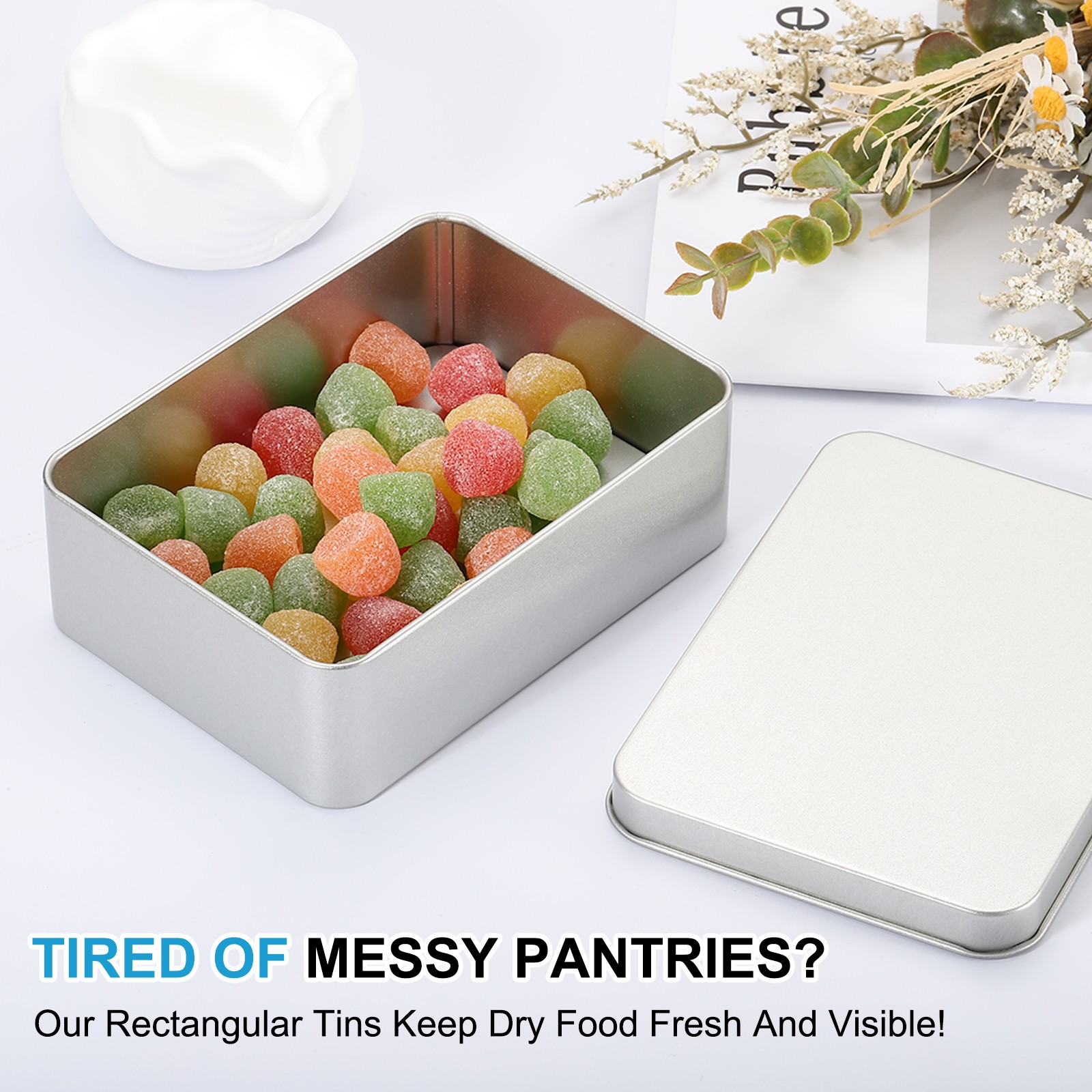 5.1 x 3.7 x 1.4 Inch Rectangular Storage Tins Box with Lid