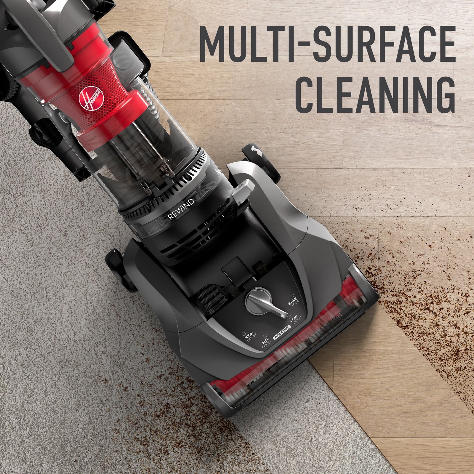 Hoover Rewind Pet Bagless Upright Vacuum Cleaner, Automatic Cord Rewind, Turbo