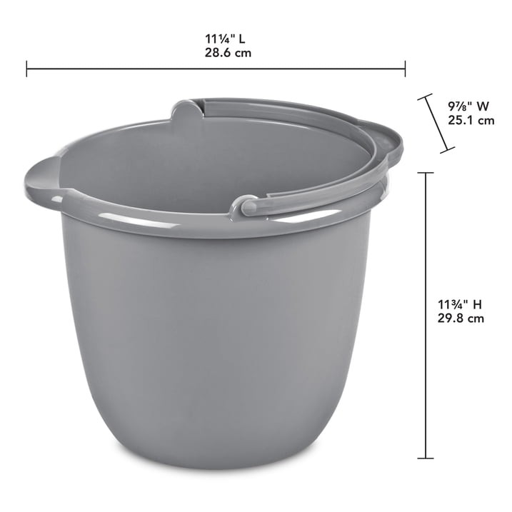 Sterilite 10 Qt Plastic Spout Pail Bucket with Handle, Titanium Gray