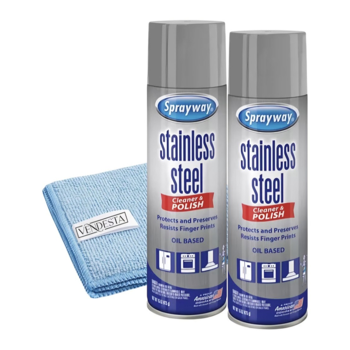 Sprayway Stainless Steel Cleaner & Polish Oil-Based 15 oz 2 Pack