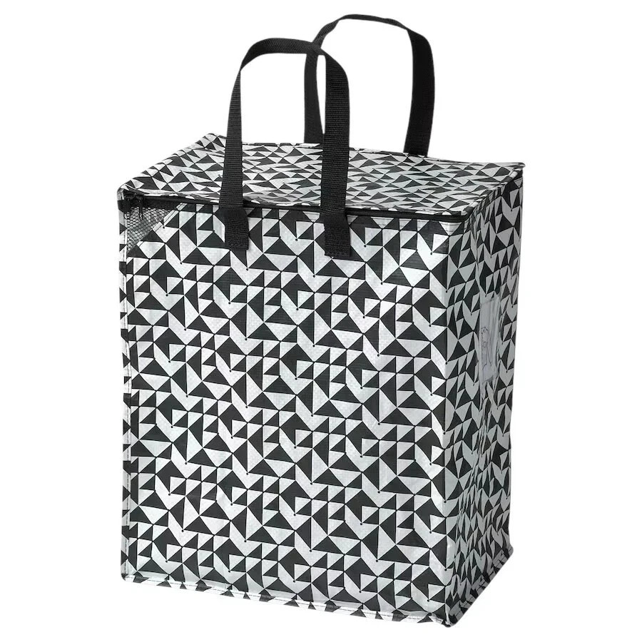 IKEA Zipped Bag Laundry Groceries Storage Black/White 15 ¾x9 ¾x18 ½ ” 12 Gal 1PC