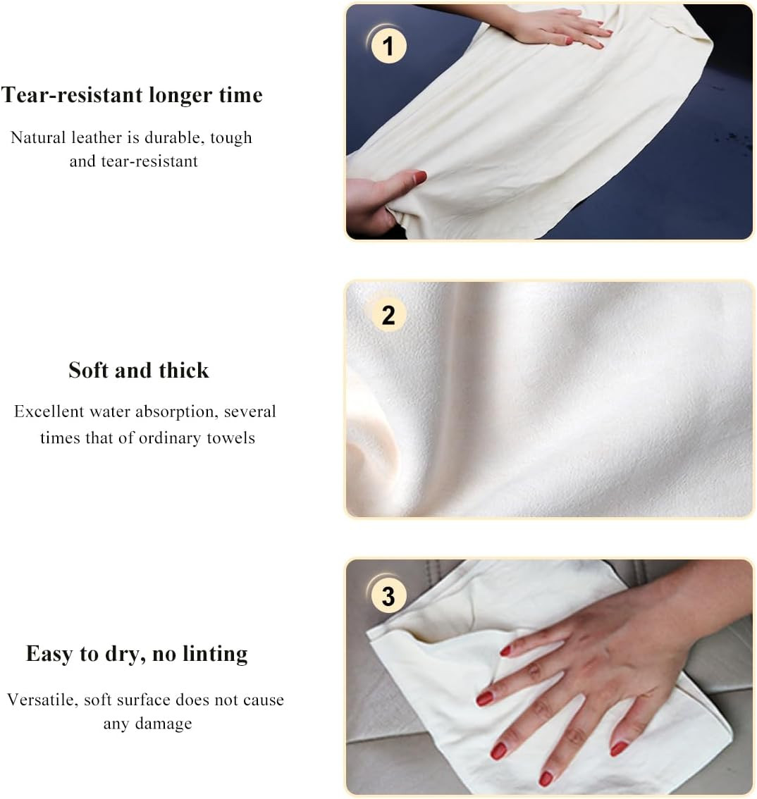 Chamois Cloth for Car, 23.6″ X 35.4″ Soft & Scratch-Free Shammy Cloth Car Drying