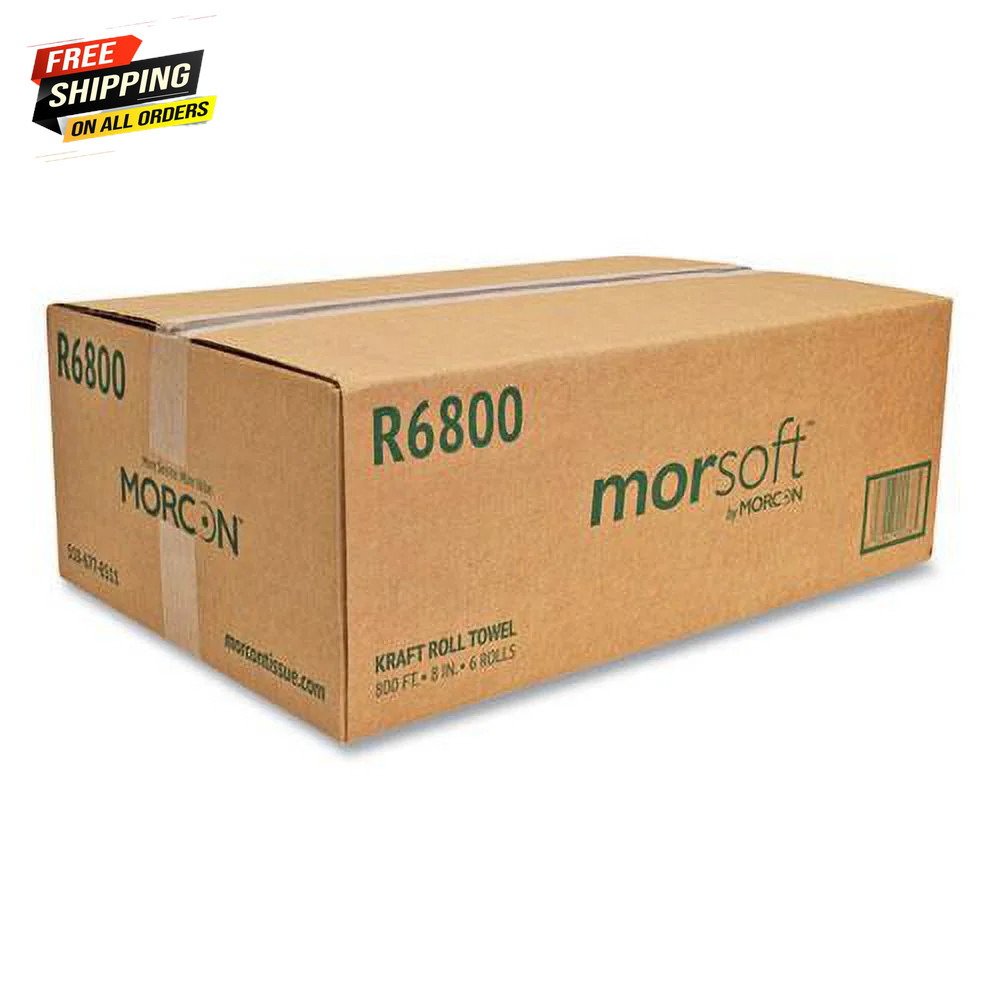 Morsoft Universal Roll Towels, 8″ X 800 Ft, Brown, 6 Rolls/Carton -MORR6800