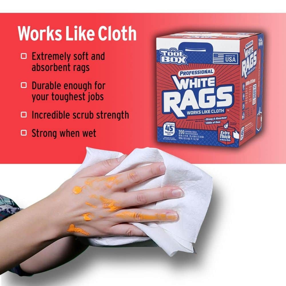 Professional White Disposable Painter’s Rags Natural Fiber 200 Sheets 10×11