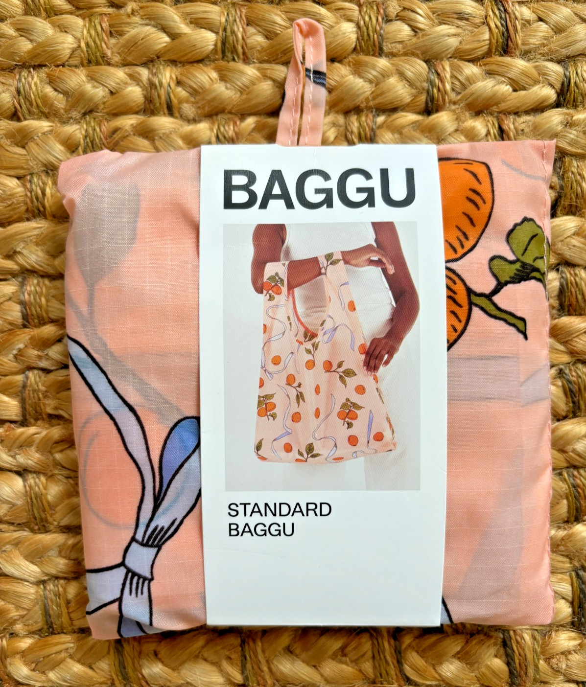 New Baggu Apricots and Ribbons Standard BAG 100% Recycled Nylon, Limited Edition