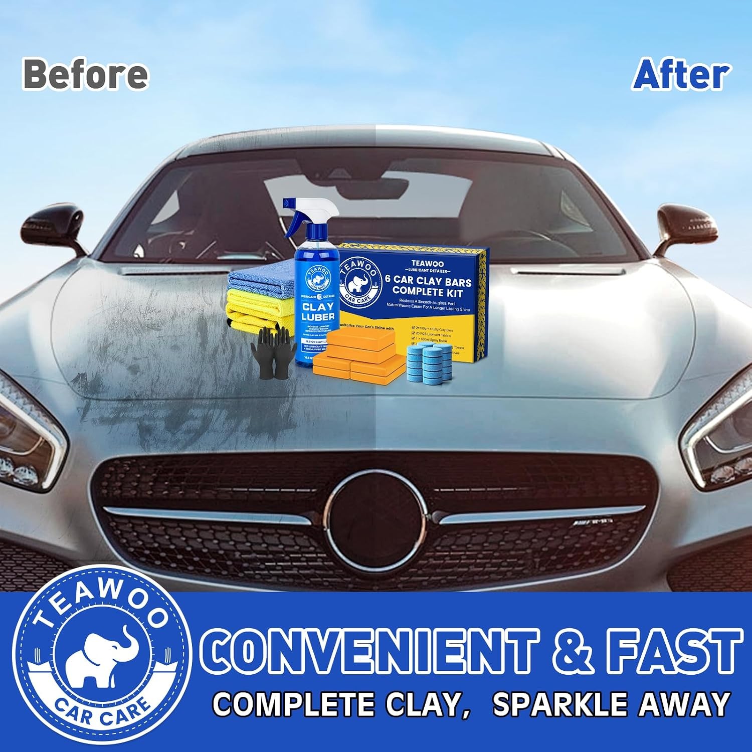 Car Detailing Kit 6 Count Clay Bar Kit for Car Cleaning and Detailing Supplies
