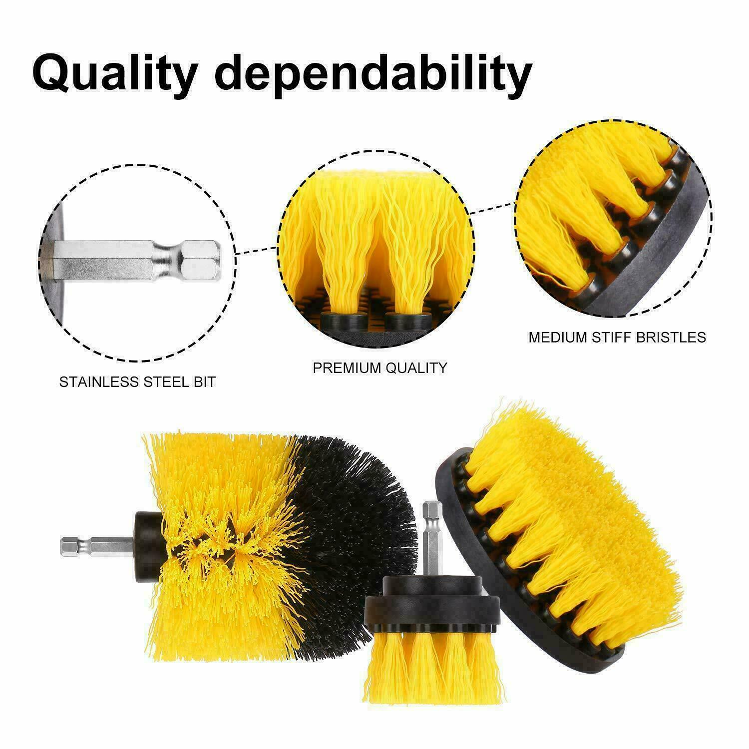Drill Brush Power Scrubber Kit Cleaning Brush 3 Pack