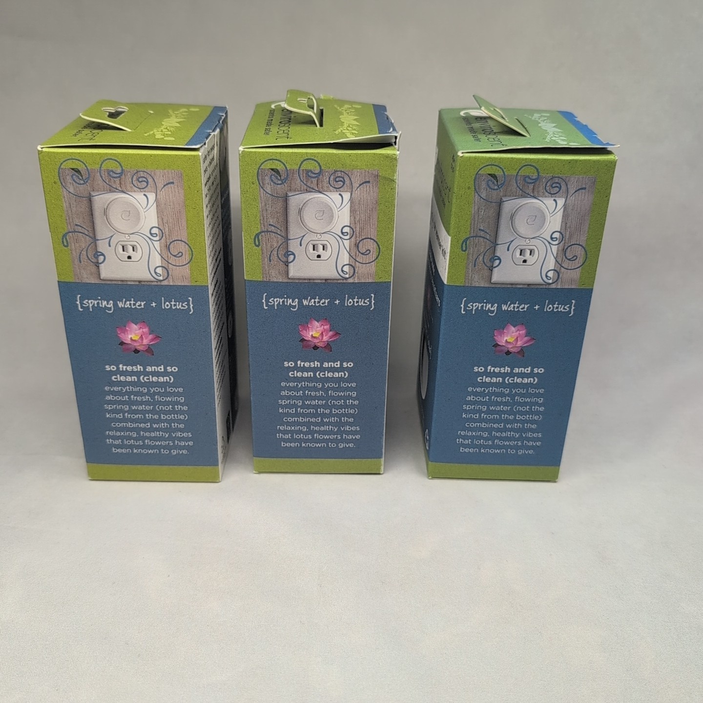 3 pk Enviroscent Plug Hub Warmer Kit Spring Water & Lotus 0.51 oz.